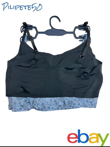 Lucky Brand~2 Pack Seamless Laser Cut Bras Black/Blue Floral ~LV19051~XL~UNIQUE!