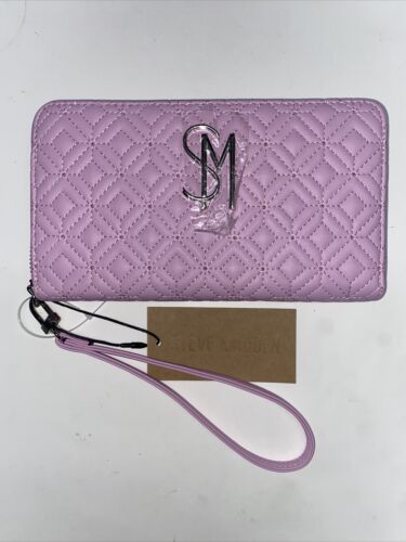 STEVE MADDEN WALLET WRISTLET PINKIE BANGELO SMOOTH TEXTURED SILVER ZIPPER