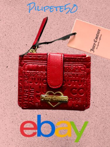 JUICY COUTURE Scarlet Red Glam Tab WALLET CARD CASE FOLD~ID Card & Coin Purse