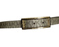 Michael Kors belt glittery gold printed MK logo gold rectangle buckle "Skinny" M