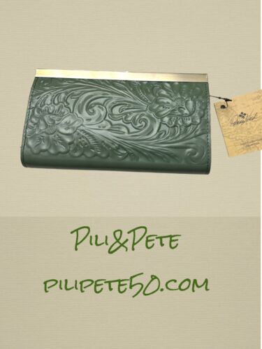 Patricia Nash Tooled Cauchy Bifold Wallet -Sage P329244 NWT~ Genuine Leather~NWT