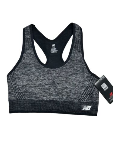 New Balance Medium Impact Sports Bra Style # 112002 BLACK/CHARCOAL Size XL~GREAT