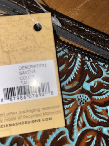 Patricia Nash CASSINI Wristlet  Tooled Turquoise Leather P24101~Gorgeous & NWT!