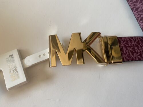 MICHAEL KORS BELT REVERSIBLE VIOLET MK LOGO TO LUGGAGE MK GOLD BUCKLE