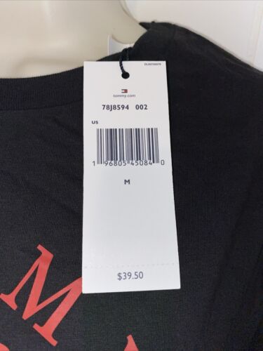 TOMMY HILFIGER TEE SHIRT BLACK 100% COTTON LARGE LOGO