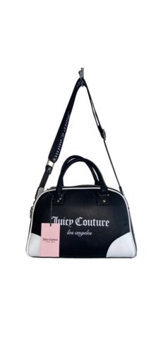 Juicy Couture Fashionista Sports Bowler Satchel Crossbody Black White NWT!!!