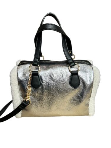 Juicy Couture Silver Shear Genius Satchel XBDY Sherpa Handbag Purse~VIRAL TIKTOK