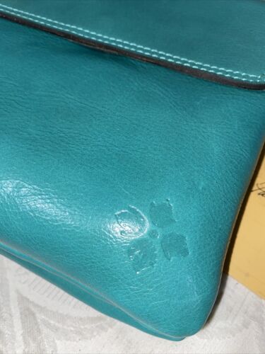 Patricia Nash Bag Distress Vin. Leather Aqua Crossbody Bag Purse NEW