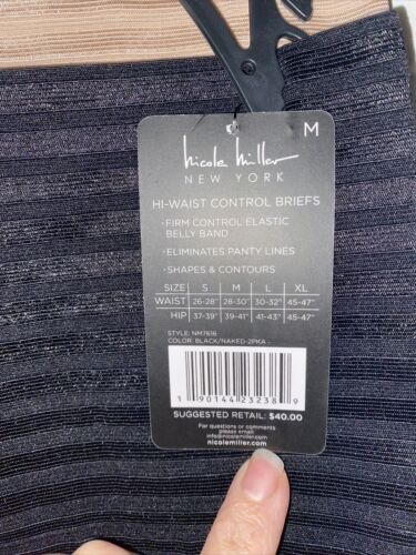 NICOLE MILLER~2 Pk~Hi-Waist Control Brief ~Style NM7616~TONES YOUR TUMMY~Medium