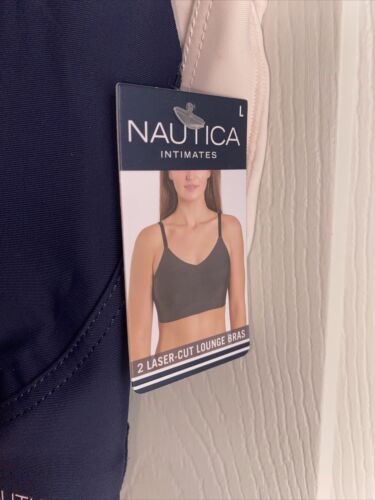 NÁUTICA 2PACK~ NT5454 BRAS CROSSBACK~SIZE L ~LASER CUT~BLUE/PINK~ GREAT FIT!