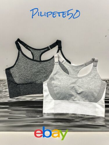 Layer8~2 Pack Sports Bra ~Medium Support ~Q-Wick Dry~Racerback~ Sze. Large~NEW