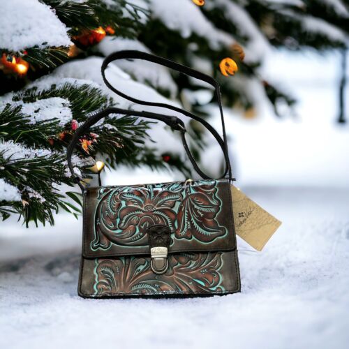 Patricia Nash LOCRI Convertible XBDY TOOLED TURQUOISE Leather P894133~UNIQUE!!