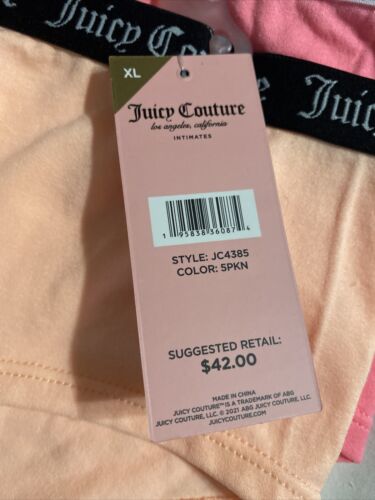 JUICY COUTURE JC4385 5 Pack SIGNATURE WAIST COMFY SEAMLESS HIPSTER PANTIES XL