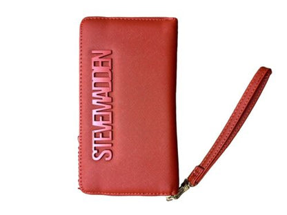 STEVE MADDEN WALLET WRISTLET TERRACOTTA ~ LOGO SMOOTH TEXTURED~ORGANIZER~UNIQUE!