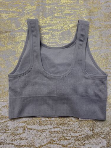 New Balance Medium Impact Sports Bra Smokey Gray Size M Removable Cup CUTE!