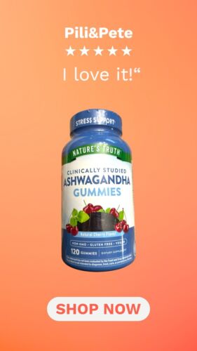 Nature's Truth~Ashwagandha Gummies 300 mg 120 ct~Natural Cherry Flavor~NON GMO~
