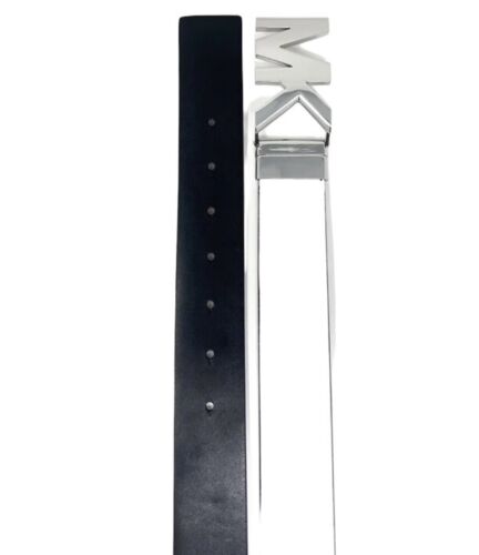Michael Kors Belt~Saffiano Leather RV. Black/White~MK Plaque Buckle~ALL SIZES