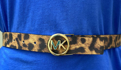 MICHAEL KORS BELT LEOPARD PATTERN GOLD MK LOGO BUCKLE "SO NICE"!!!
