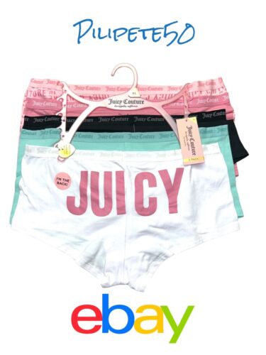 Juicy Couture~Women Boyshort Underwear Panties Cotton Blend 5-Pair JC7530~WOW~XL