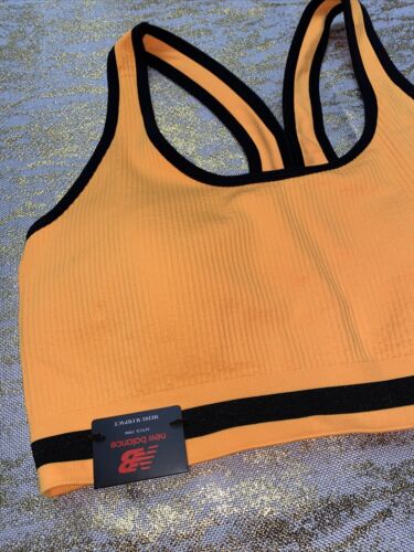 New Balance Medium Impact Sports Bra Style 112013 Impulse Orange/Black Size MED.
