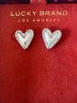 Lucky Brand Tree-Tone Open Frame Crystal Heart Post Earrings~NIB~REAR FIND!!!