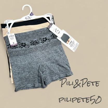 GLORIA VANDERBILT~3 Pck Jaquard Shaping Shorts Seamless~Firm~Lift Rear~ALL SIZES