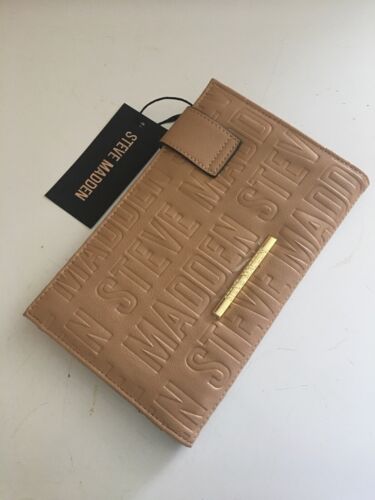 STEVE MADDEN Bifold WALLET, CLUTCH Camel STAMPED Gold Hardware NEW