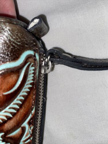 Patricia Nash Isla Oblong Tooled Turquoise Leather Wristlet Style A035133 NEW