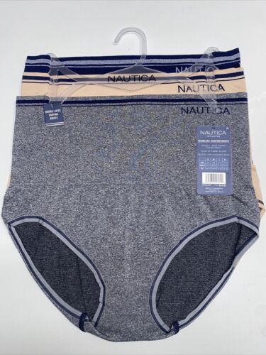 NAUTICA INTIMATES NT7676 3PKD SEAMLESS SHAPING BRIEF PANTIES GREAT FIT! XLARGE