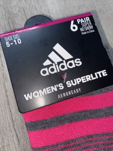 Adidas Superlite Super No Show Socks 6-Pair Multi-Color Size (5-10) Women’s