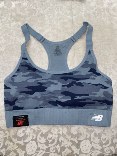 New Balance Medium Impact Sports Bra Style 116718 Blue Camouflage Size XL NEW