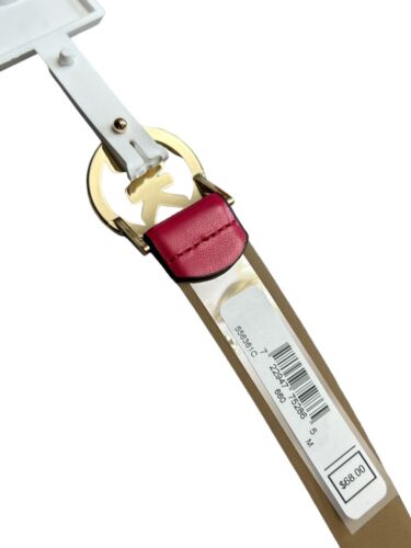 MICHAEL KORS BELT  RASPBERRY ~ROUND MK LOGO GOLD BUCKLE~556361C~MSRP $68~ MED