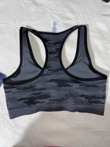 Reebok Sport Camp Racer back Bra Black/Gray Medium Support Large MSRP$40