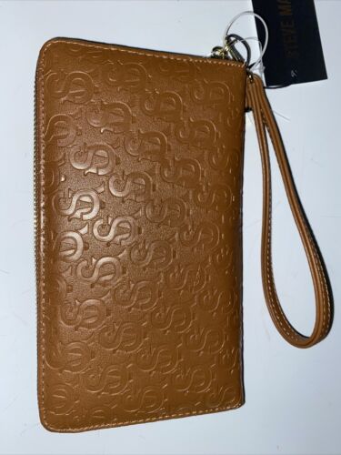 STEVE MADDEN WALLET WRISTLET COGNAC STAMPED LOGO VERY DIFFERENT!!!
