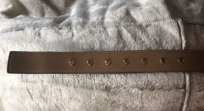 MICHAEL KORS BELT CHOCOLATE MK LOGO GOLD BUCKLE WITH GOLD EYELETS NICE