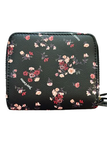 JUICY COUTURE DITZI ROSE BLACK PRETTY BOW SMALL ZIP AROUND WALLET-GREAT & UNIQUE