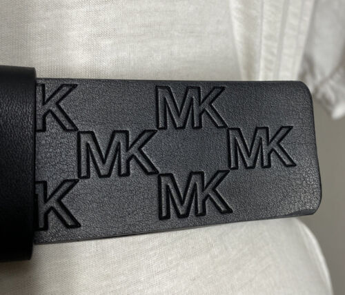 MICHAEL KORS BELT BLACK GENUINE LEATHER STAMPED LOGO GOLD BUCKLE BEAUTIFUL!!
