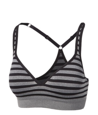 Jockey Molded Cup Sport Bra Stripe Deep Black Style #8558 NEW