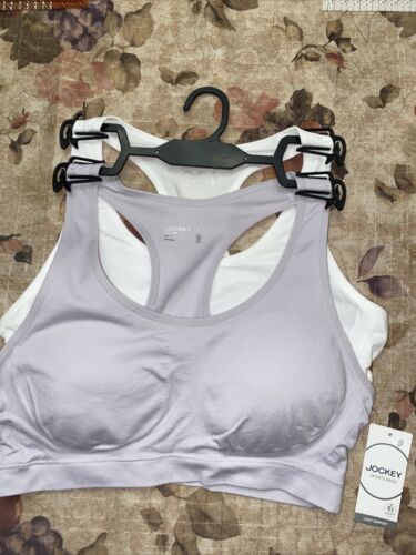 Jockey Women's 2 Pack Removable Cup Seamless Bra -White/Evening Haze Size M