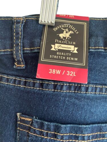 Beverly Hills Polo Club Jeans Slim Fit Med. Wash Denim Pants Mens Size 38X32 NWT