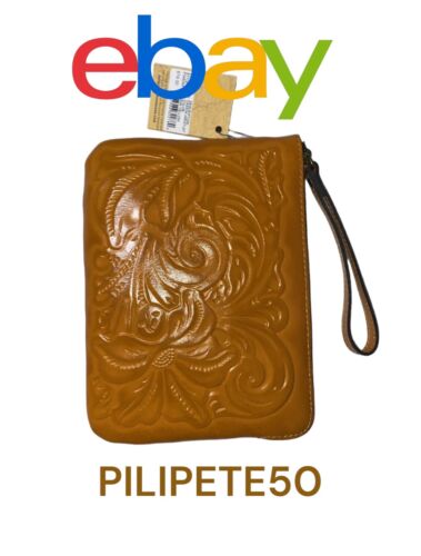 Patricia Nash CASSINI Leather Wristlet TOOLED ~ SUN YELLOW ~P349244 ~ REAR FIND!