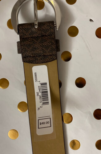 MICHAEL KORS BELT BROWN MK LOGO SILVER HALF ROUND BUCKLE REALLY NICE!!!