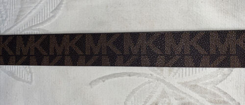 MICHAEL KORS BELT CHOCOLATE MK LOGO MK NAME PLATE WITH MK CHARM GOLD BUCKLE WOW!