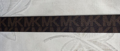 MICHAEL KORS BELT CHOCOLATE MK LOGO MK NAME PLATE WITH MK CHARM GOLD BUCKLE WOW!