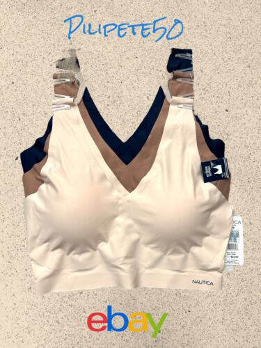 NÁUTICA 3~PACK INTIMATES LOUNGE SIZE L BRAS LASER CUT MULTICOLOR-NT3794~MSRP$64
