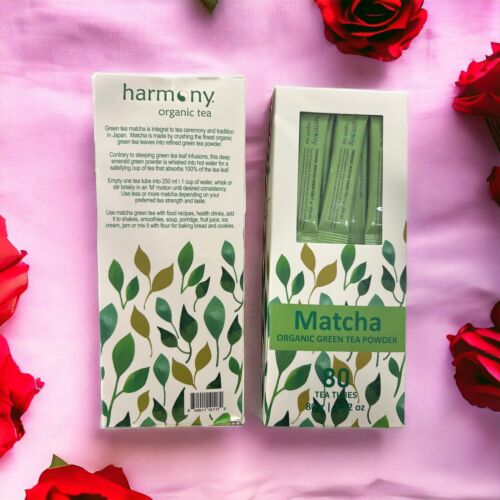 MATCHA Organic Green Tea Powder 80 Tea Tubes Per Box~ 2-Boxes Harmony Pure~TASTY