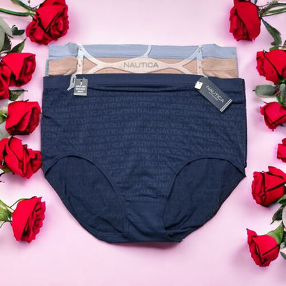 NAUTICA INTIMATES NT9471-3 PACK SUPER SOFT HIGH WAIST BRIEF PANTIES GREAT FIT-2X