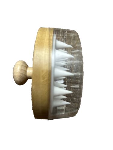 TADA~ Wooden Bamboo Soft Silicone Bristles Scalp & Hair Massager Shampoo Brush