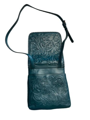 PATRICIA NASH Flap Leather XBDY Purse Granada Blue Coral  Floral Tooled P330244