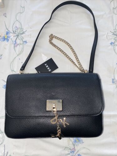 DKNY Women CLEO MEDIUM SHOULDER FLAP BAG CROSSBODY PURSE BLACK  $228  REAR FIND!